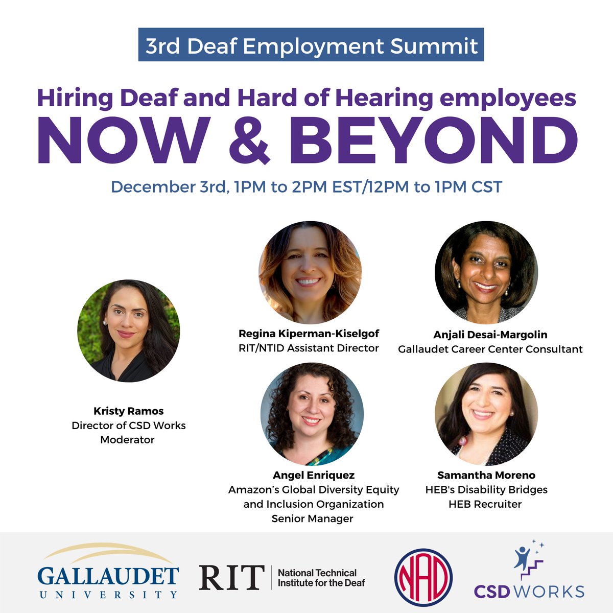DeafOrgsFund's tweet photo. @GallaudetU , @RITNTID, @nad1880 and #CSDWorks are having our 3rd Deaf Employment Summit on Dec 3rd, 2020 from 1-2pm ET. Learn how to navigate the workplace and build your career from deaf experts. Sign up today to reserve your spot!
https://t.co/CRVnw4erzf https://t.co/iEKf1CJXLr