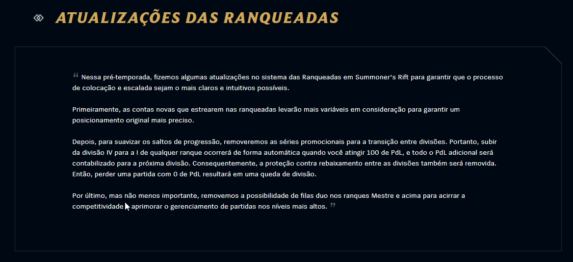 dev: Ranqueadas e gerenciamento 2020 - League of Legends