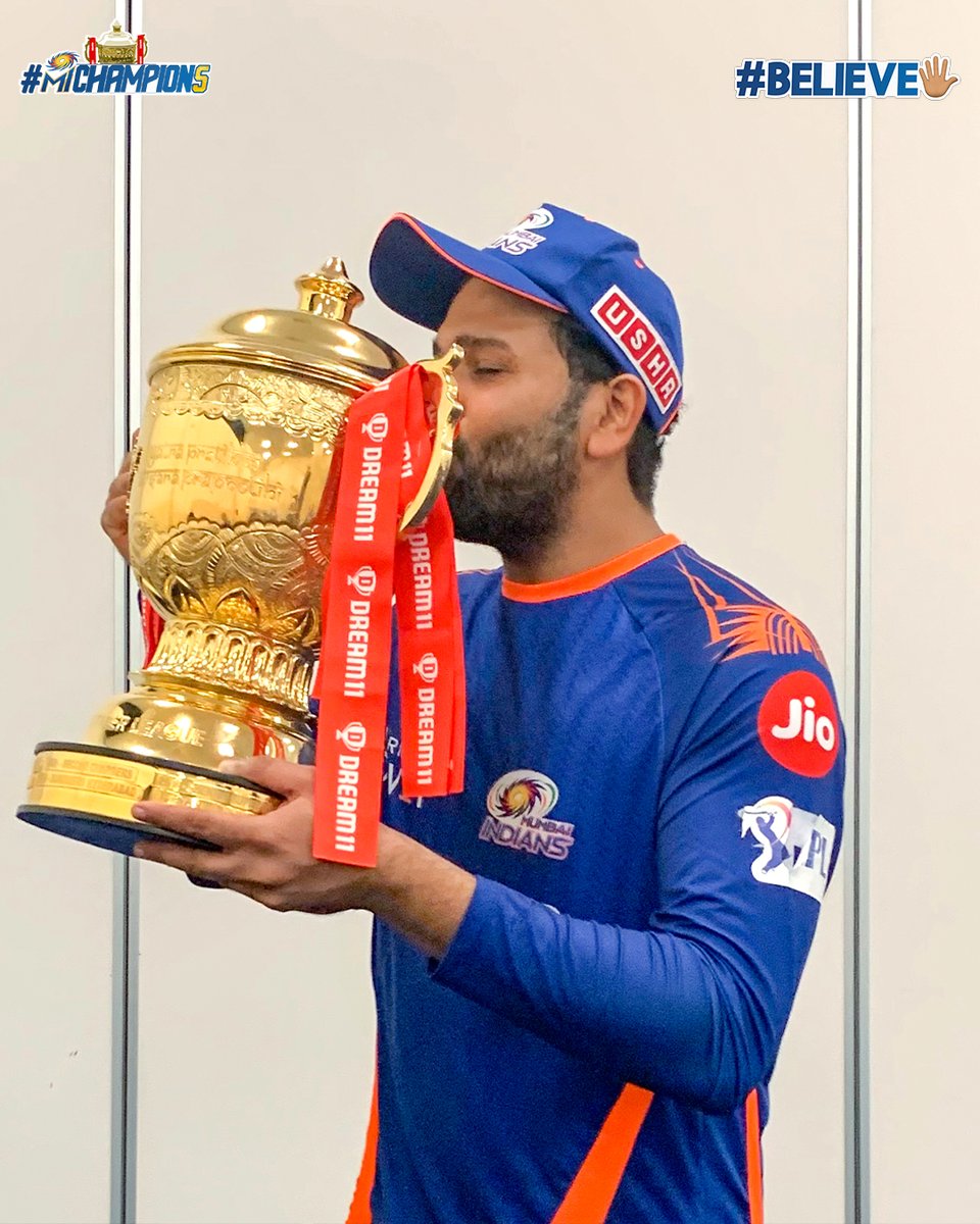 mipaltan's tweet photo. 5atisfying! 😘🏆💙

#OneFamily #MumbaiIndians #Dream11IPLFinal #MIvDC #MIChampion5 #Believe🖐🏼 @ImRo45 https://t.co/SL7sOBC2EV