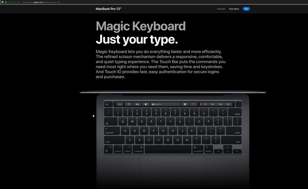 douglascamata's tweet image. Apple&apos;s own picture of the new Macbook Pro shows how big of a failure the touch bar is. Notice the physical escape button side by side with the virtual one in the touch bar.  🤦‍♂️