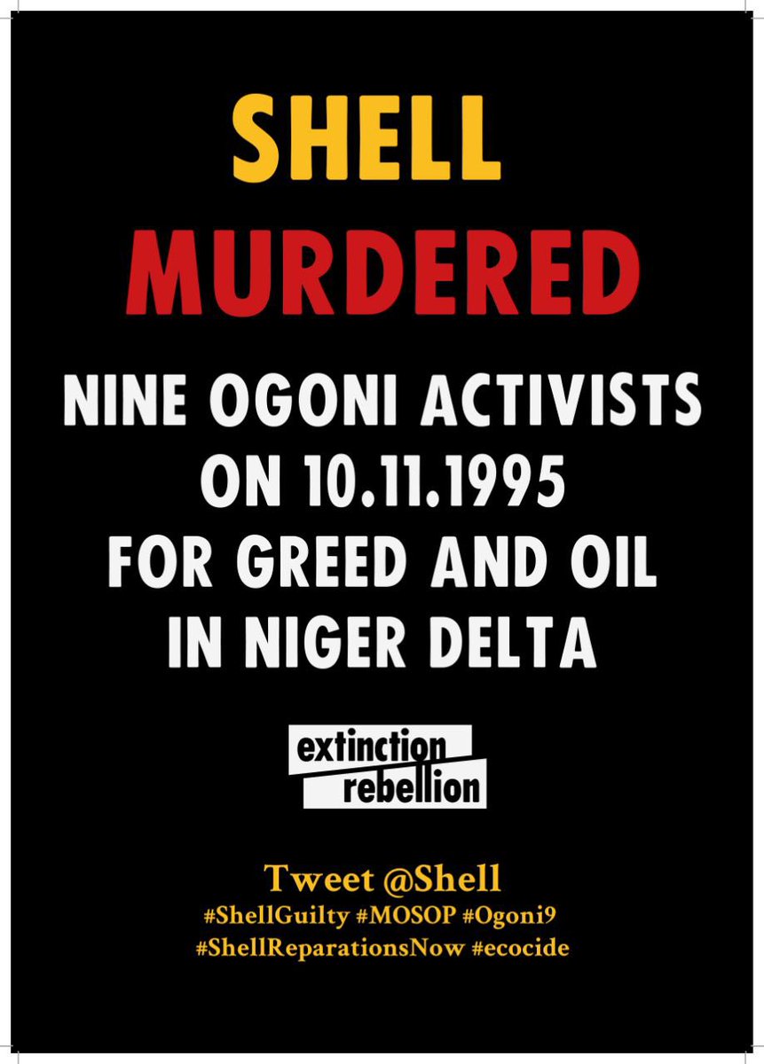 ben_music's tweet photo. 👉🏽@Shell must pay Reparations to the Ogoni People
👉🏽UK Government must exclude Shell from all climate negotiations
👉🏽Shell must stop exploration for new gas and oil
#ShellGuilty
#MOSOP
#Ogoni9
#ShellReparationsNow
#ecocide
#ClimateCriminals https://t.co/7Xbrjt3aOH