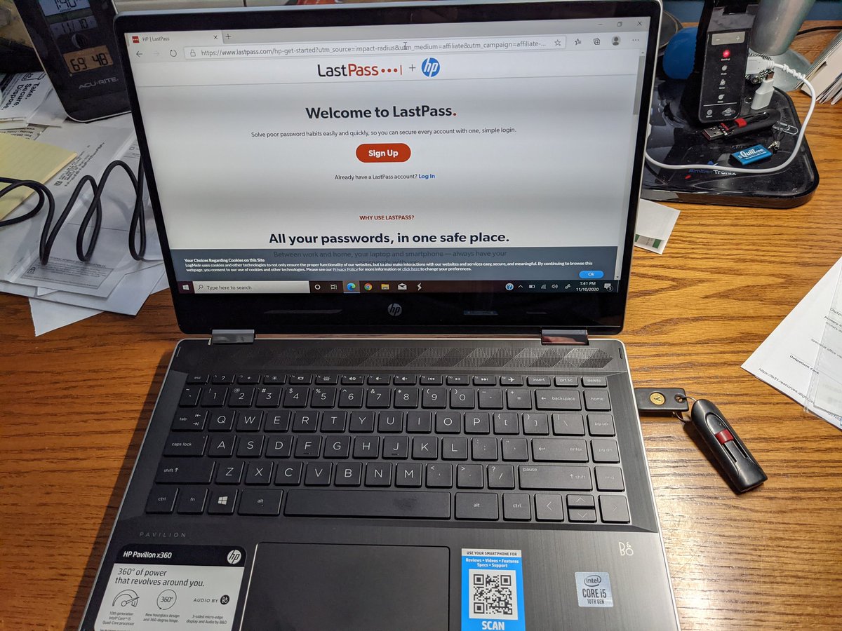 rainman4tech's tweet image. #YubiExperience @Yubico new laptop as soon as it&apos;s running first plug in the YubiKey then install LastPass at that point the work can begin.