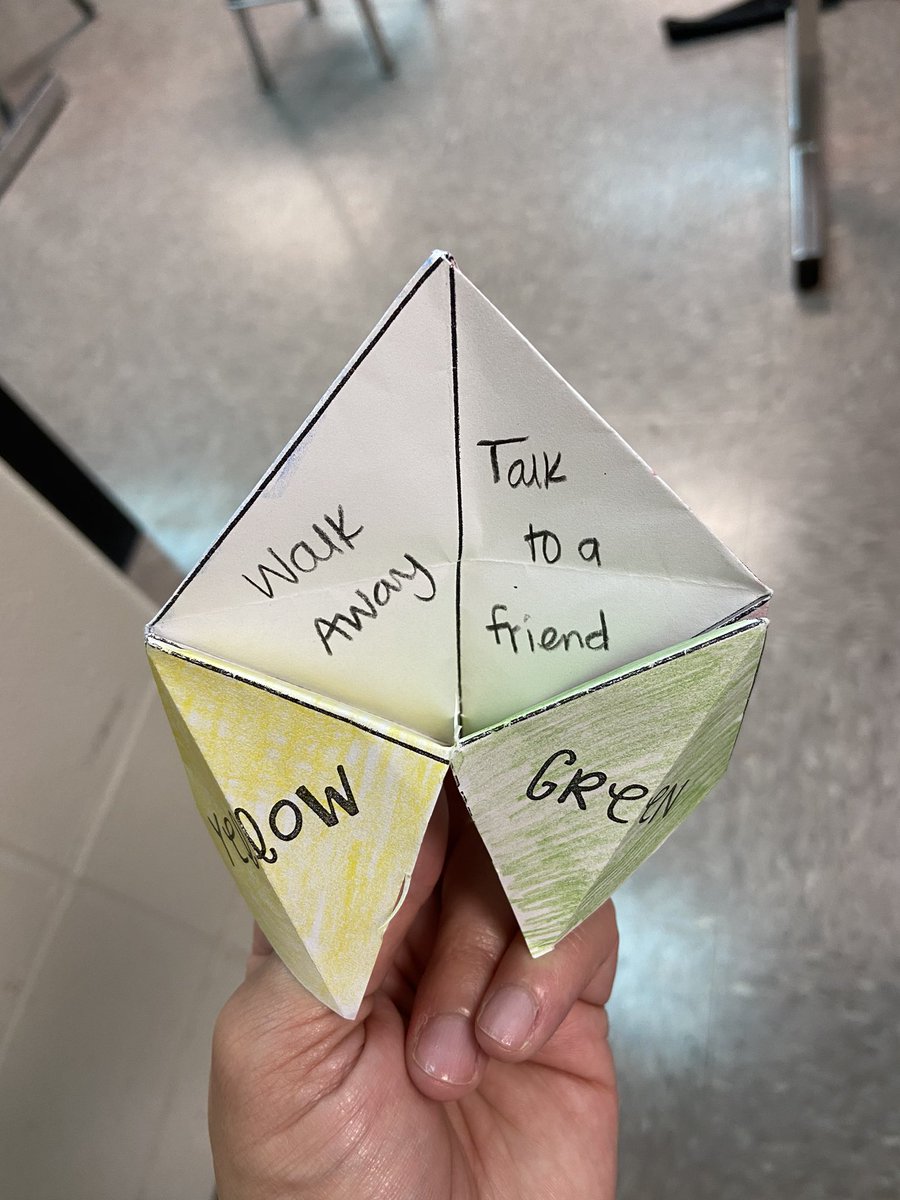 We are learning more about stress and how to cope effectively. Ss made these fortune tellers to help remind them of positive coping strategies that they can use at school. <a href="/youngedu/">Tim Young</a> <a href="/SHill_DMS/">Shannon Hill, NBCT</a>