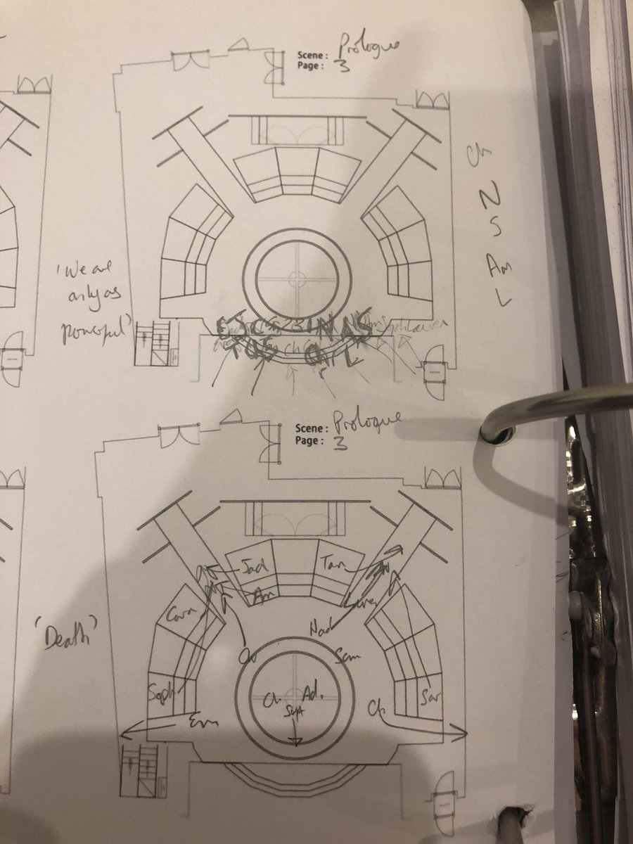 Ok so so much is happening here and it’s so fluid, it’s easy to miss how intricate this is but here are my diagrams from rehearsal...  #EmiliaWatchParty