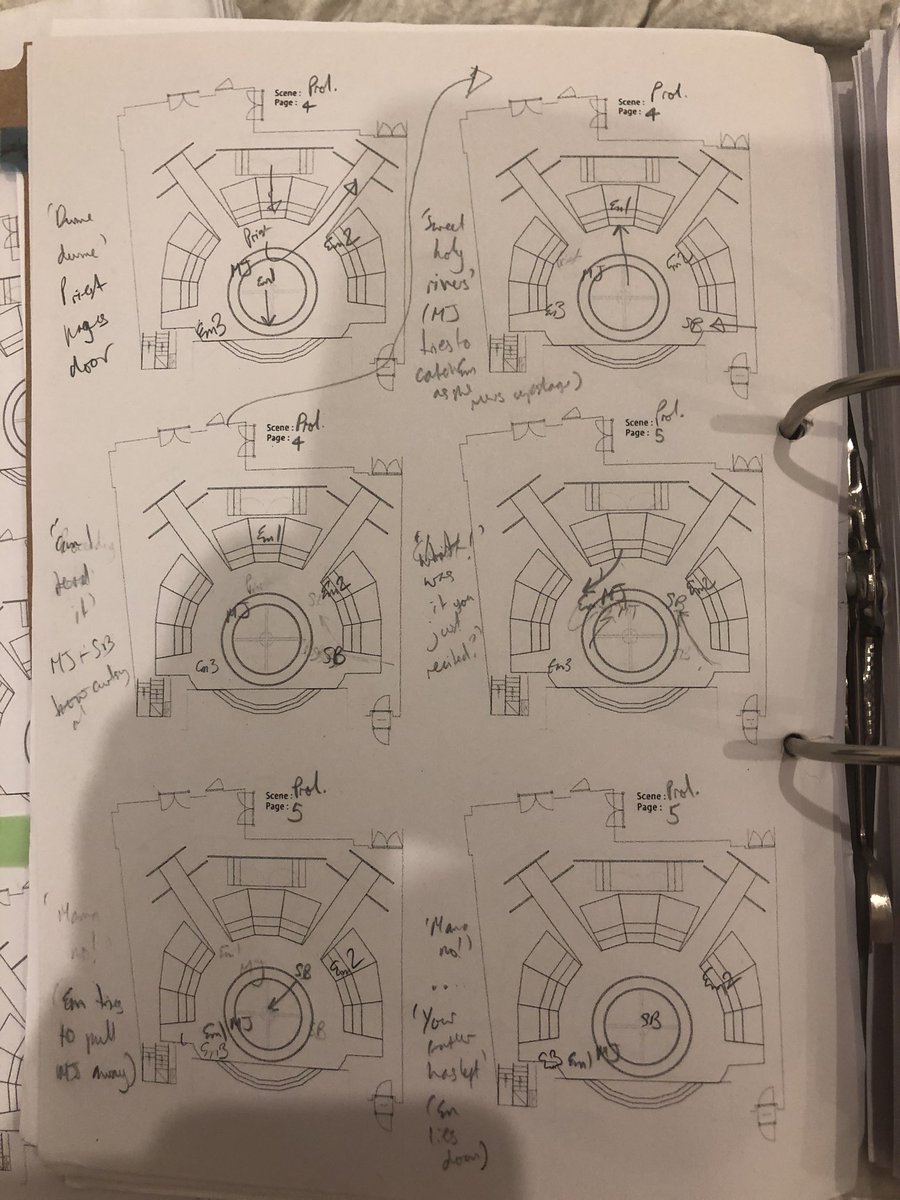 Ok so so much is happening here and it’s so fluid, it’s easy to miss how intricate this is but here are my diagrams from rehearsal...  #EmiliaWatchParty