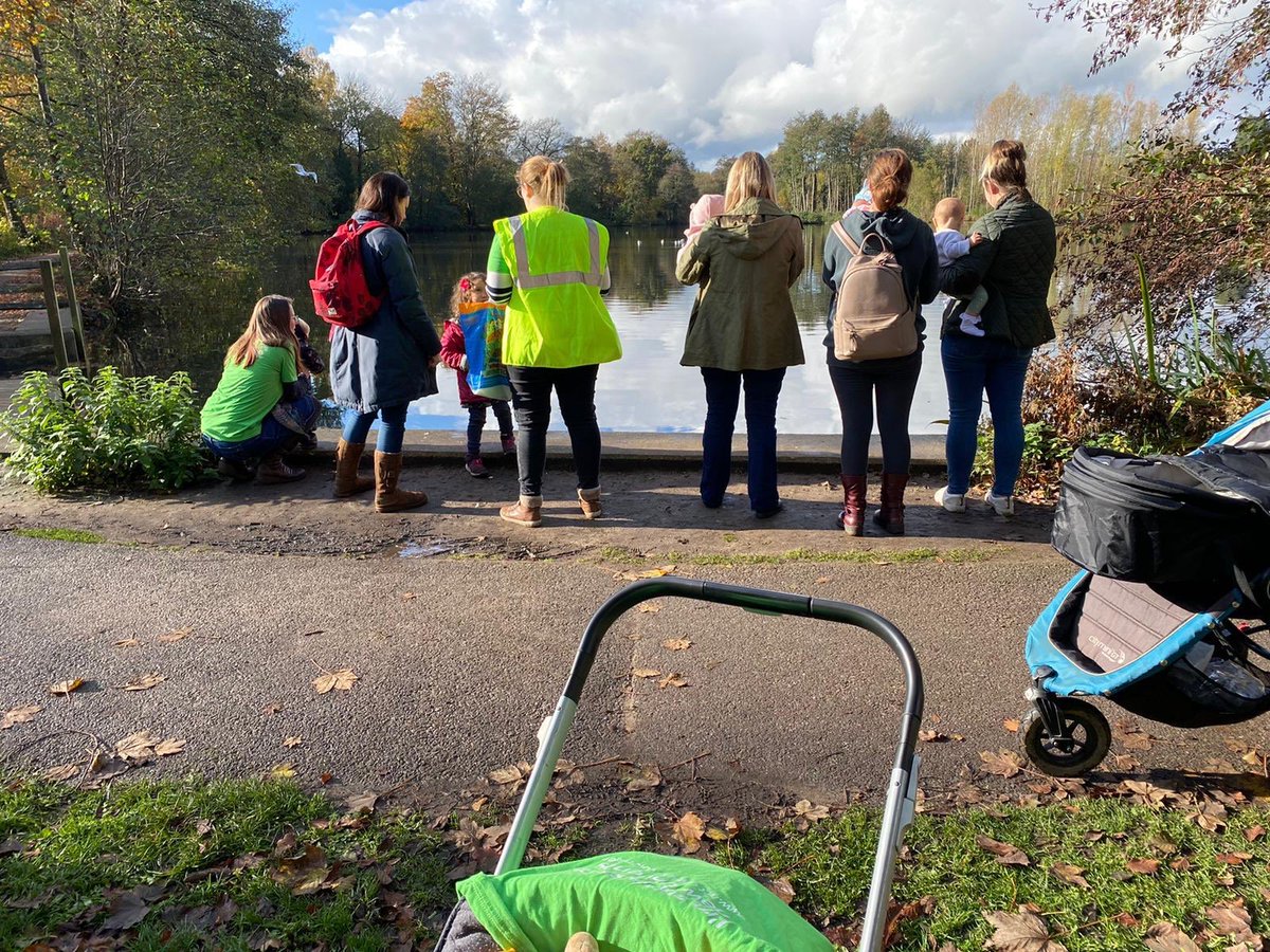 GodalmingNCT's tweet photo. What a glorious morning we had for our weekly walk today! The colours around the lake looked amazing and we loved meeting more parents and their little ones. The ducklings were happy to see us as well! #godalming #ncthereforyou #surrey 💚 https://t.co/fEbHDohxkK