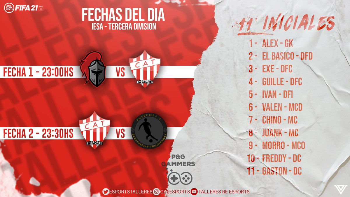 eSportsTalleres's tweet photo. Arranca otra temporada
#JuegaTalleres
#TerceraDivision @IESAArgentina 

🗓 Fecha 1
⏰ 23:00
🆚 #MadGaming
🏟 Visitante

🗓 Fecha 2
⏰ 23:30
🆚 #PuercosFC
🏟 Local

#VamosTalleres 🇦🇹 
@Virtual_Design_ https://t.co/Sn5FzWg0Zf