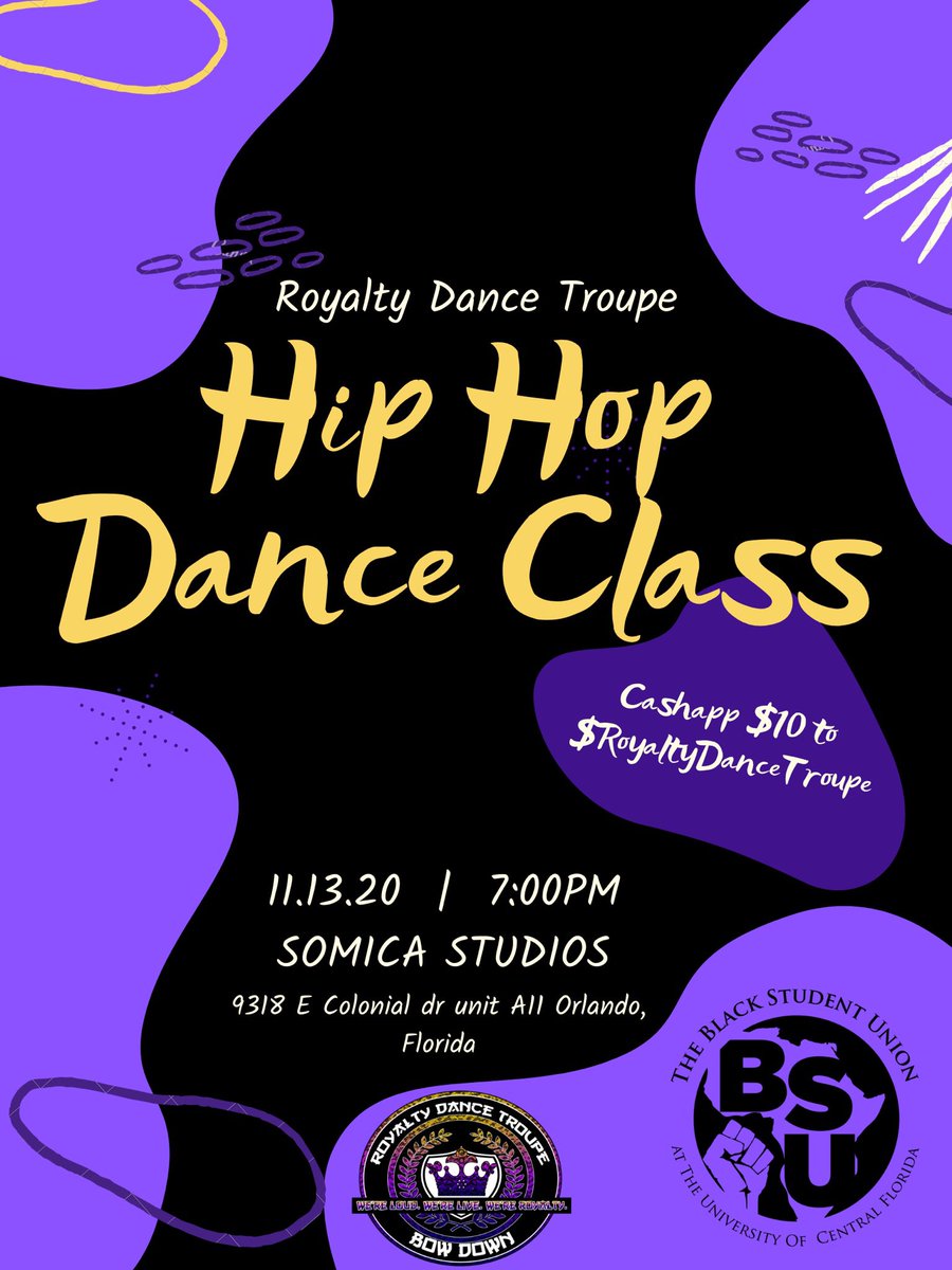 RDT_UCF's tweet photo. THIS FRIDAY THE 13th!! COME OUT TO OUR FUNDRAISER CLASS! Class will be taught by our director @camilliaceleste 💜 Class will be $10, and can be sent to $RoyaltyDanceTroupe with your first and last name in the memo. Hope to see you there🤩 https://t.co/XGSlb3k3Kj
