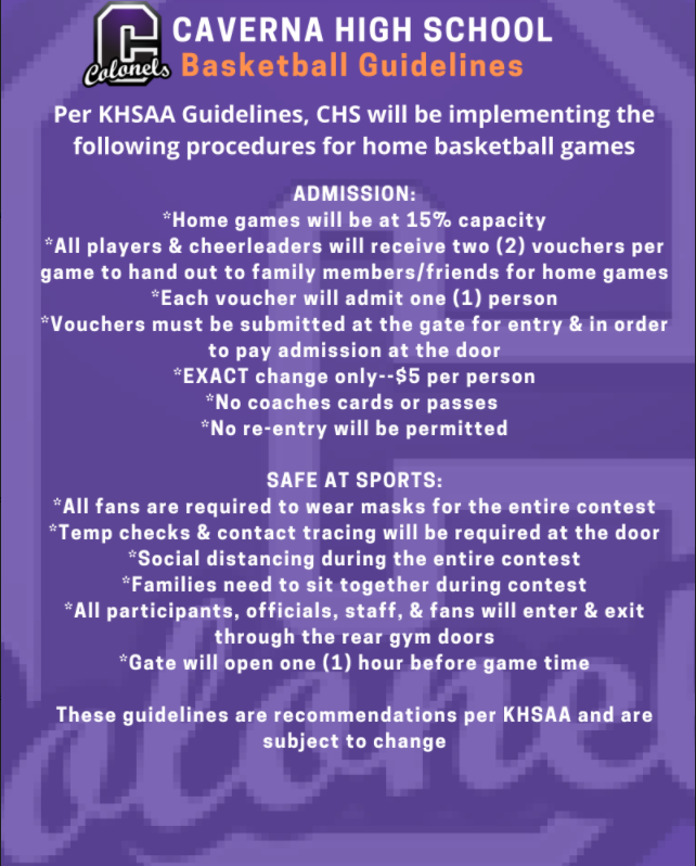 CavernaHigh's tweet photo. Caverna boys/girls basketball schedule and guidelines for the 2020-21 season! https://t.co/se9biklrU9