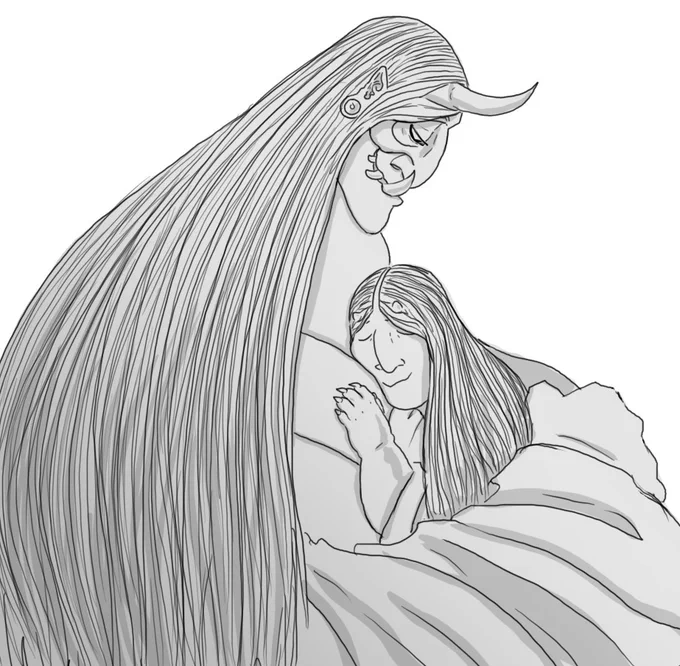 In a young Baba bonding with her mom kind of mood. 