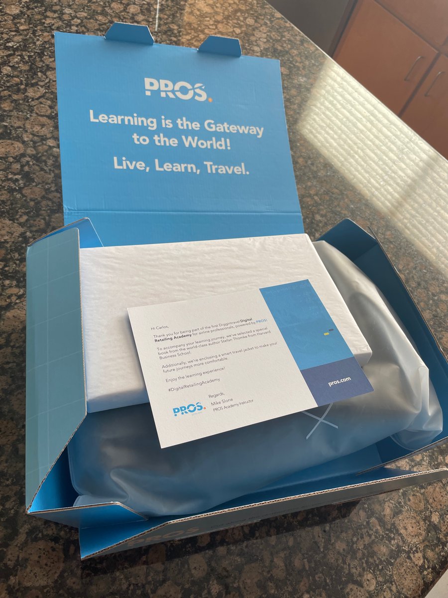 Thanks @PROS_Inc for the book and the Travel Jacket! I hope to be able to wear it soon. 🛩 #diggintravel Academy. #DigitalRetailing