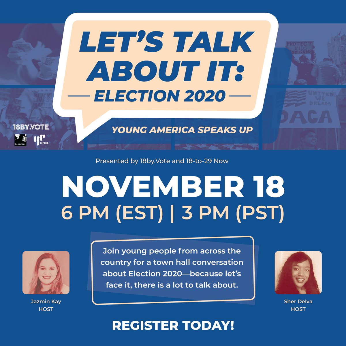 itsYRmedia's tweet photo. Let’s face it, Election 2020 was tiring. But there is still a lot to do and a lot to understand. Join @18byVote and 18-to-29 Now (our project w/ @radiorookies) for a national conversation. Wed Nov 18, 6p EST | 3p PST. Register TODAY! #18to29Now https://t.co/7M11JEE92V https://t.co/f2l9HklDYU