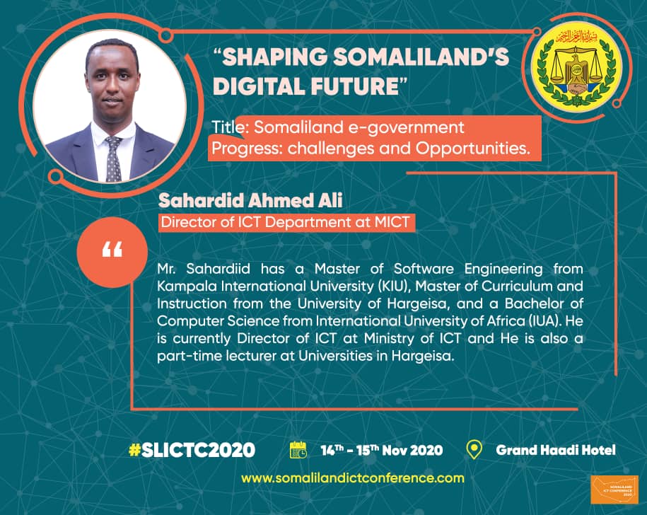 SaxardiidAxmed's tweet image. = = = SOMALILAND ICT CONFERENCE 2020 = = =
#SLICTC2020.