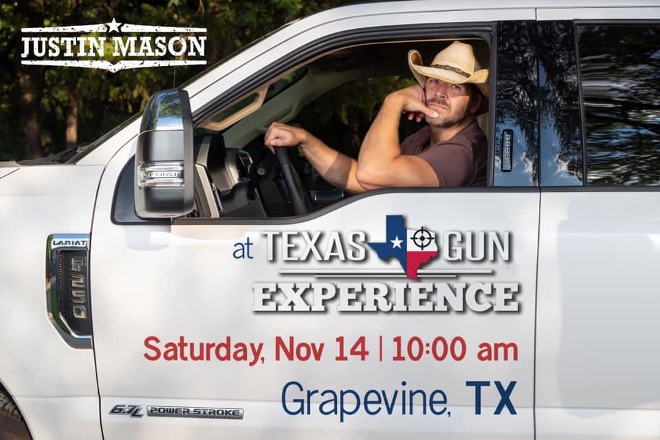 TheJustinMason's tweet photo. We’re performing THIS Saturday at Texas Gun Experience’s 1-year anniversary event! See you there! 

#JustinMason #countrymusic #truecountry #TexasGunExperience #Grapevine #guns #texas https://t.co/pMJCmSNC7D
