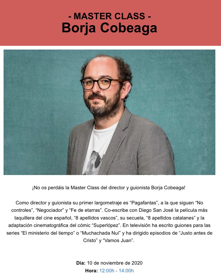 AgathaPOficial's tweet photo. Hoy ha tocado formación 🤓. Encantada del Masterclass de hoy con el gran director @borjacobeaga, querría agradecer a la @uniondeactores por ofrecernos herramientas para crescer como profesional💕 #masterclass #agathapoficial #actrizlife #ators.ammanagement #filmmaker https://t.co/j44J0Xd1mJ