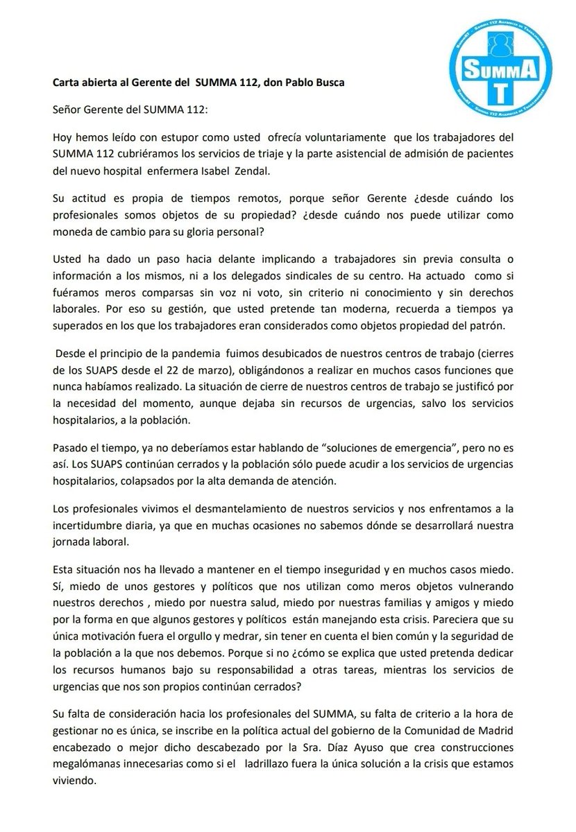 Urgencias y Emergencias de Madrid en Lucha tweet media
