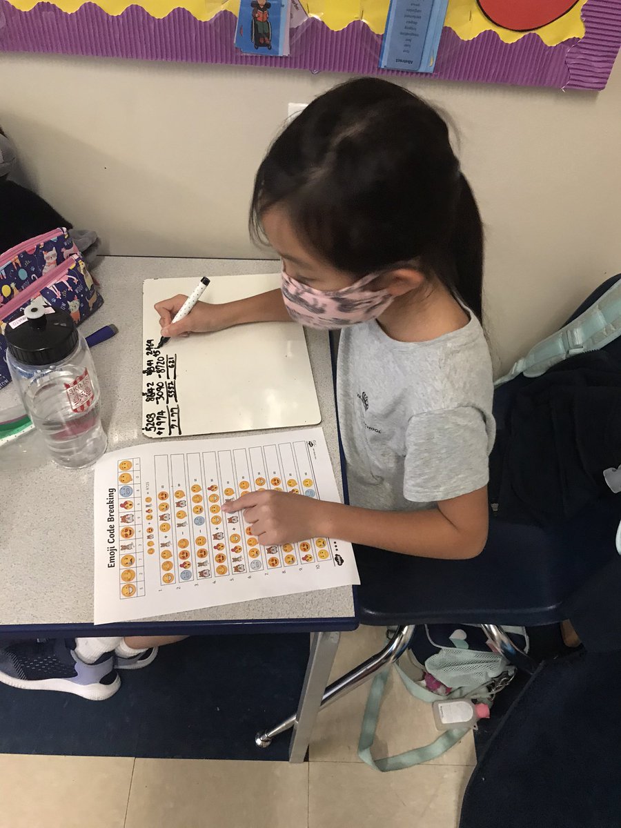 BISCLPYear3's tweet photo. Today #GraciousGorillas used column method to crack some tricky codes @BISCLincolnPark #math#problems#codebreaker#BeAmbitious https://t.co/TWRfmQGL9c