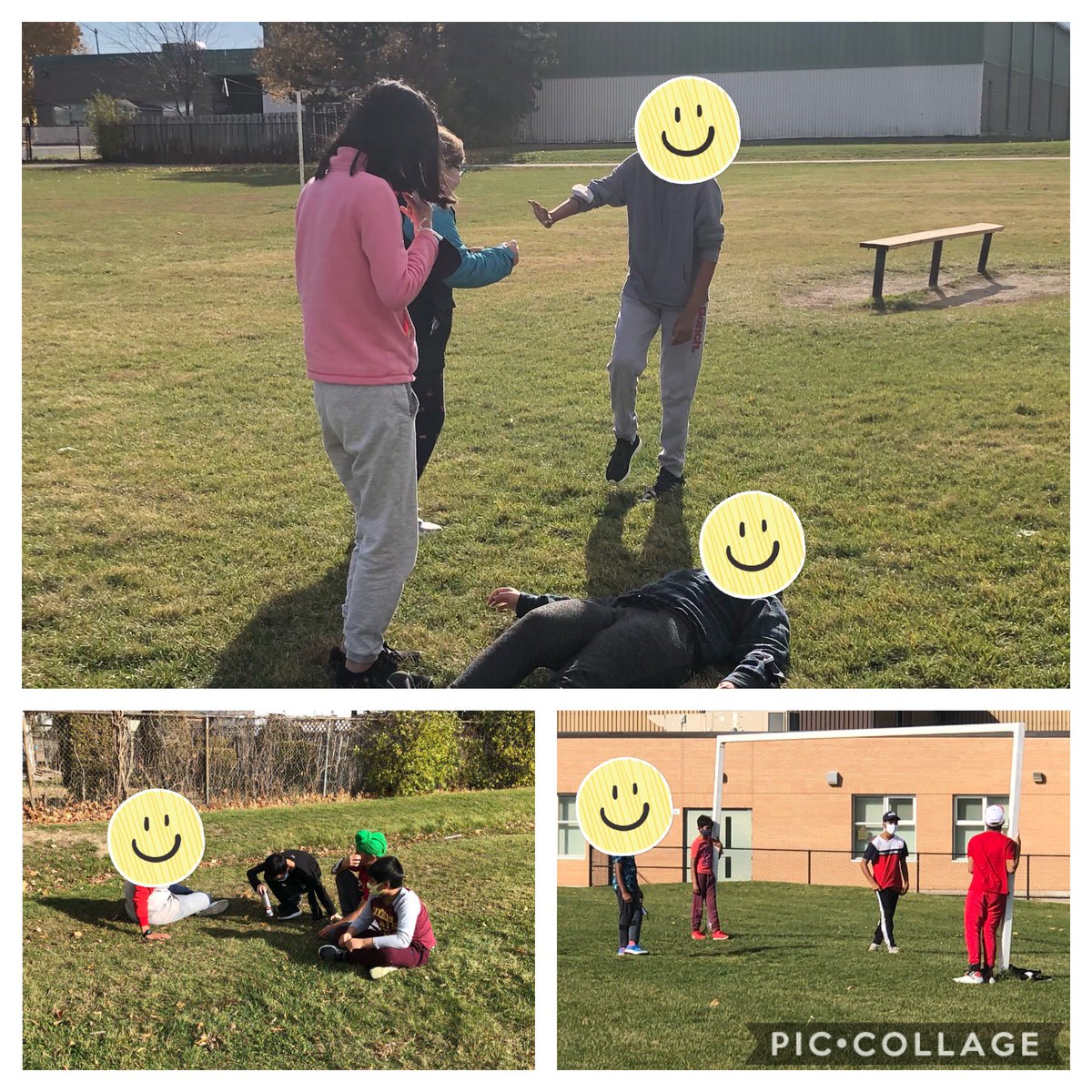 MsKhaper's tweet photo. Working on our tableaux outdoors in the 🌞! #teamwork @msmciver_8 @CristinaS_PDSB @MulhernMs @Greenbriar_MS @PeelSchools https://t.co/1P1I80wv9W