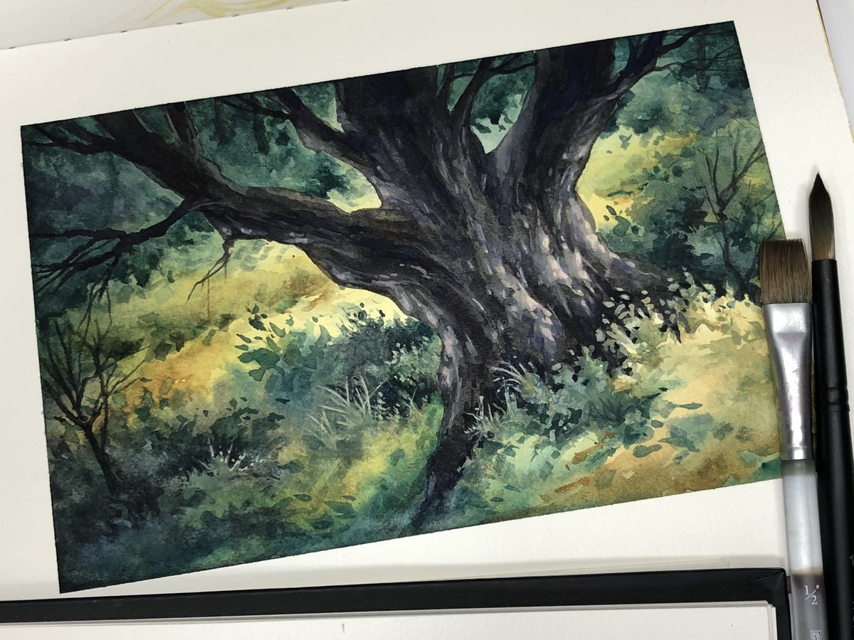 smitchelldesign's tweet photo. Taking this #thumbnail to final #watercolor mostly transparent color and touches of #gouache for highlights. #youtube episode running right now.
#mindertribe #watercolorpainting #watercolour #landscapepainting #theperfectsketchbook #fabrianoartistico #mgrahamwatercolors #etchr https://t.co/iueUkC7V3s