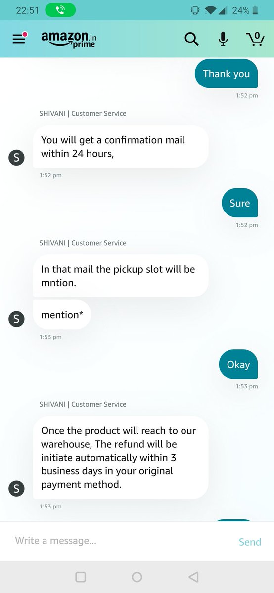 Never expected this from <a href="/amazon/">Amazon</a> <a href="/amazonIN/">Amazon India</a> first I was promised that my product will be returned and after following up on the return status, I was told it can't be returned. There is a reason why I only order from Amazon, please don't become any other platform