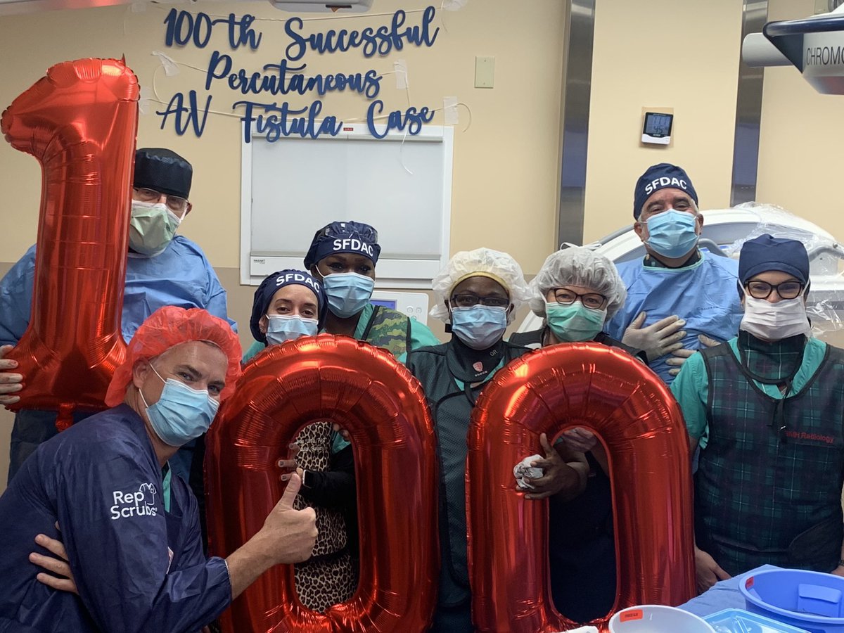 DrgMueller's tweet photo. Today we completed our 1️⃣0️⃣0️⃣th successful Percutaneous AV fistula creation! Big thanks to whole team that got us here! #percavf #100thcase #changingdialysisaccess #dialysispatients #esrd #givingpatientsoptions #keeplearning #teamworkmakesthedreamwork #endoavf https://t.co/EvyRFX0fuj