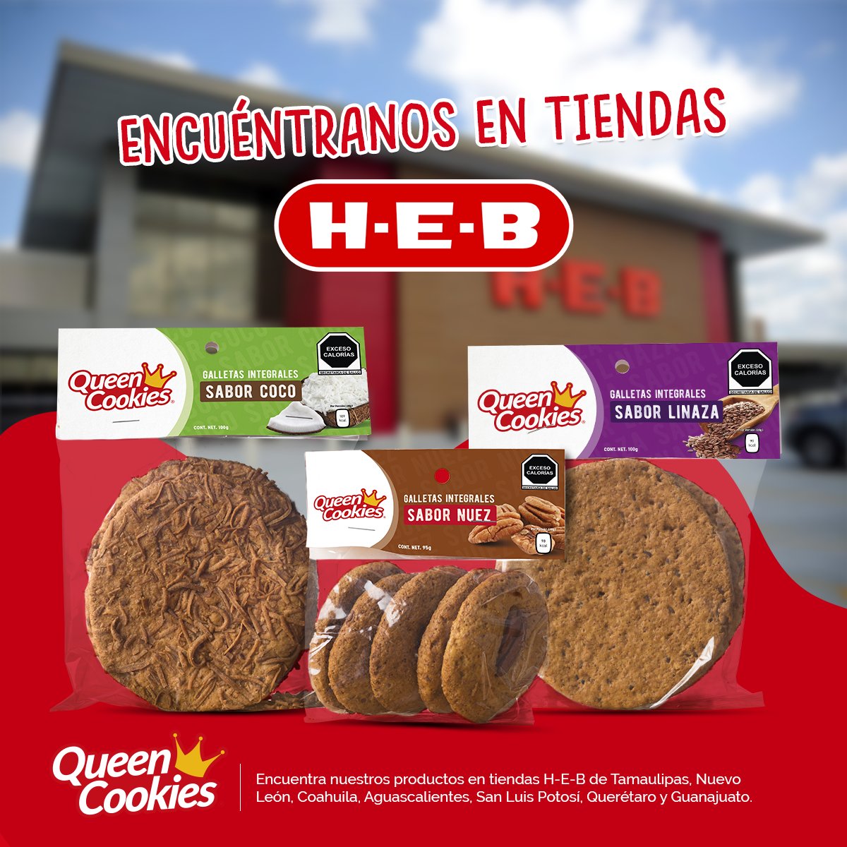 QueenCookies's tweet photo. Búscanos en tu tienda H-E-B más cercana y disfruta del delicioso sabor de nuestras Queen Cookies. 🍪🛒 https://t.co/du4zkbjuDr