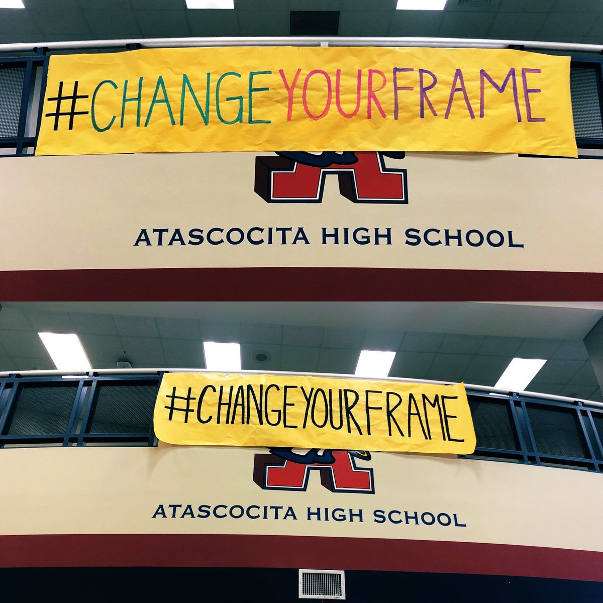 AHSCounselors1's tweet photo. Spotted! Banners that say #Changeyourframe have popped up around campus... I wonder what's brewing?!
@HumbleISD_AHS @atascocitastuco @HumbleISD_PSS https://t.co/hx6Zk99stP