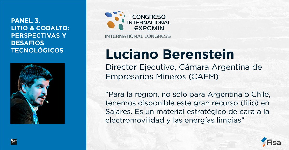 ExpominOFICIAL's tweet photo. Hoy, Luciano Berenstein @camaramineraarg  estuvo en nuestro tercer panel: Litio, cobalto y desafíos tecnológicos. Sé parte de #ExpominVirtual del 10 al 13 de noviembre de 2020. Inscríbete a continuación ➡ https://t.co/iUopMcE9vR https://t.co/DqZxdOof5j