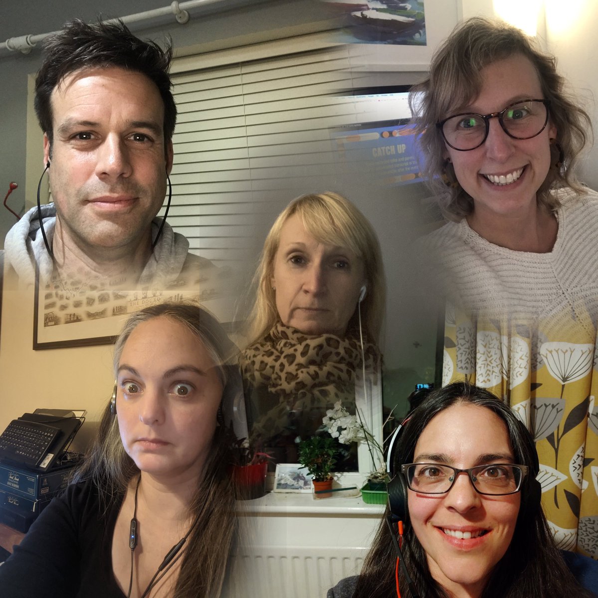 BeckStrickland's tweet photo. @deborah_yates @AngharadStone @MrMikeRose @dataenvagency @I_am_LisaAllen Not exactly the post-conference-pub vibe but it's a #defraselfie ! Miss talking data with you all. https://t.co/Oqzu3YNcJj