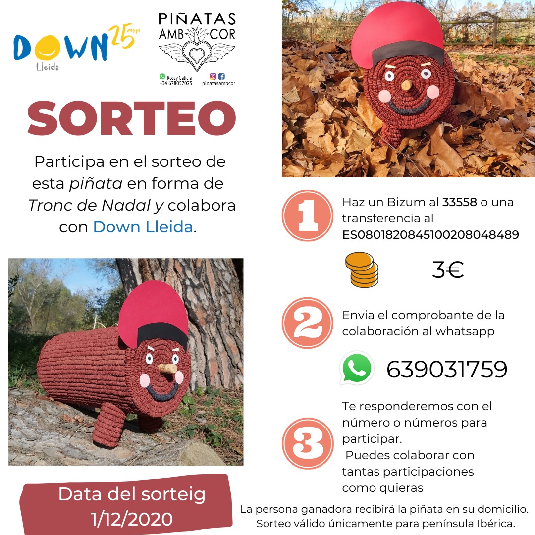DownLleida's tweet photo. Tenim súper sorteig solidari!
De la mà de Piñatas amb Cor
GRÀCIES!

Tenemos súper sorteo solidario!
De la mano de Piñatas amb Cor.
¡GRACIAS!

#sorteo #solidario #participa #nadal #tronc #navidad #handmade #piñata  #pinyata #celebra #inclusio #sindromedown #oportunitats https://t.co/NuKrSAmmKS