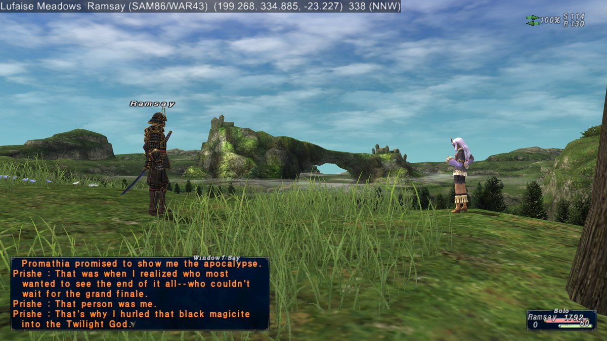 Rarevalom's tweet photo. I may know the answers,
Though one question I still hear.
What twist in fate has brought us
To roads that run so near?
#FFXI #ChainsOfPromathia #TheEnd https://t.co/4gyv9mIlSS
