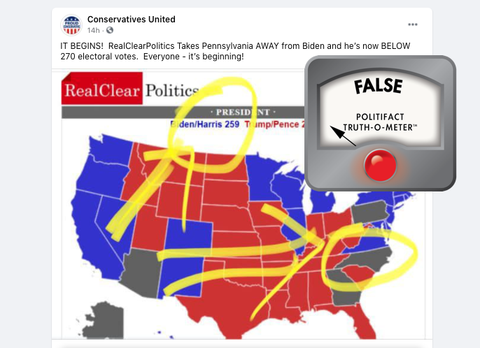 Real Clear Politics never called Pennsylvania for Biden. He is still the president-elect.  https://bit.ly/3kcYN5y&nbsp;