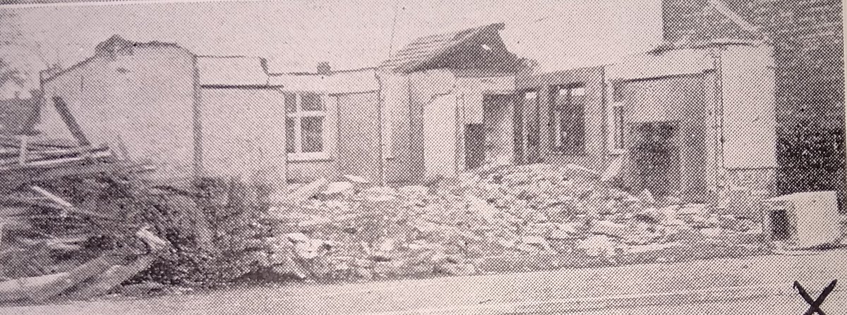 A bungalow occupied by Mr and Mrs Watson in Alexandra Road was demolished with houses in Ayscough Avenue also damaged.