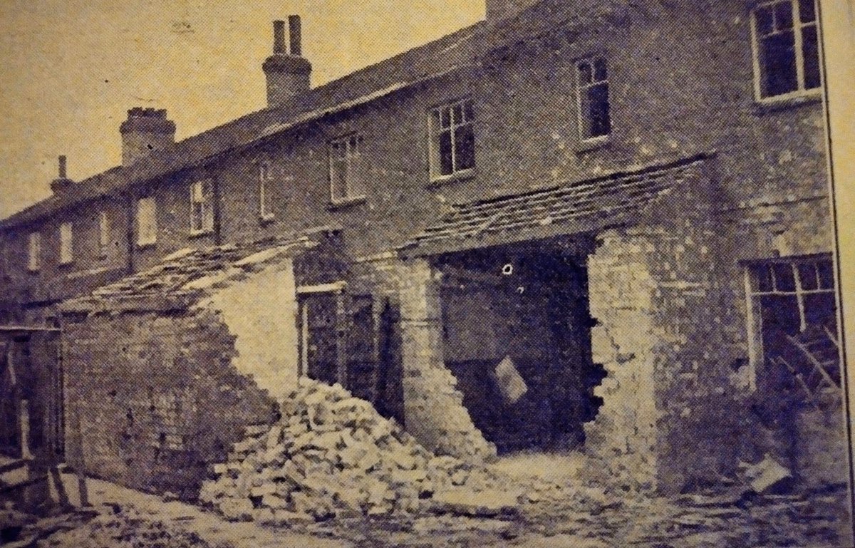 A bungalow occupied by Mr and Mrs Watson in Alexandra Road was demolished with houses in Ayscough Avenue also damaged.