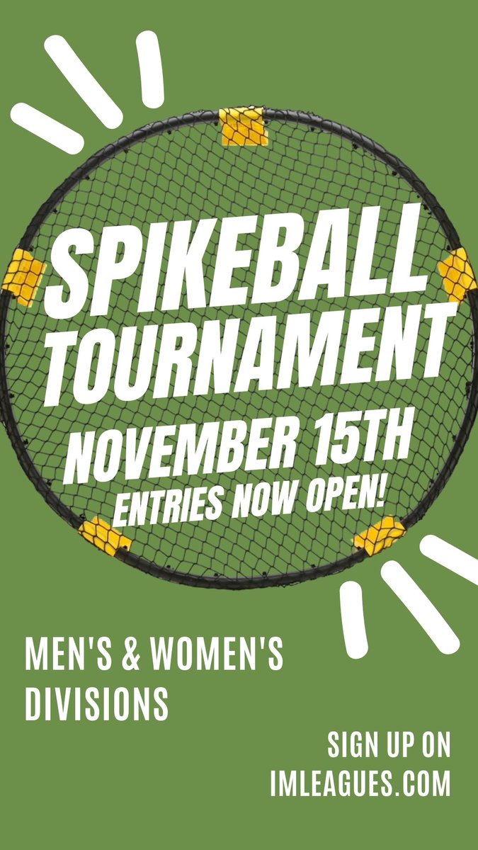 suintramural's tweet photo. Sign up for SIRA’s HORSE and Spikeball Tournaments!

HORSE will be Thursday, November 12th &amp; Spikeball will be Sunday, November 15th

Both tournaments will offer Men’s &amp; Women’s divisions

Sign up on https://t.co/bDrNhOj9IK! https://t.co/7wyiJHfHWS