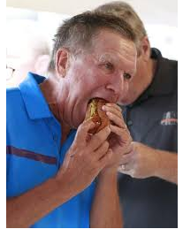 Seriously - it's like he couldn't stop. He didn't even stop to talk to the press - just talked around his food