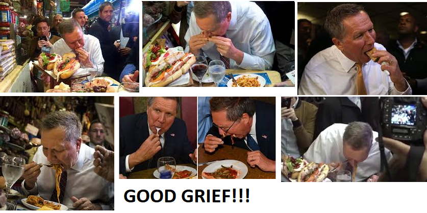 And after seeing Kasich’s many eating adventures, I was cured of considering him as Trump’s VP. (did you know he’s the son of a mailman?). 17