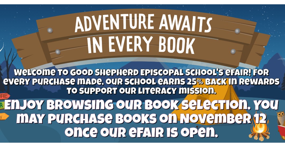 gsesdallas's tweet photo. Don't miss out! Our first ever Virtual Book Fair begins this Thursday, November 12th and continues through November 20th. 25% of the proceeds will go to the Good Shepherd Library. #GSESLibrary #GSESInspires #GSESlearns https://t.co/EtSsSKWdbV
