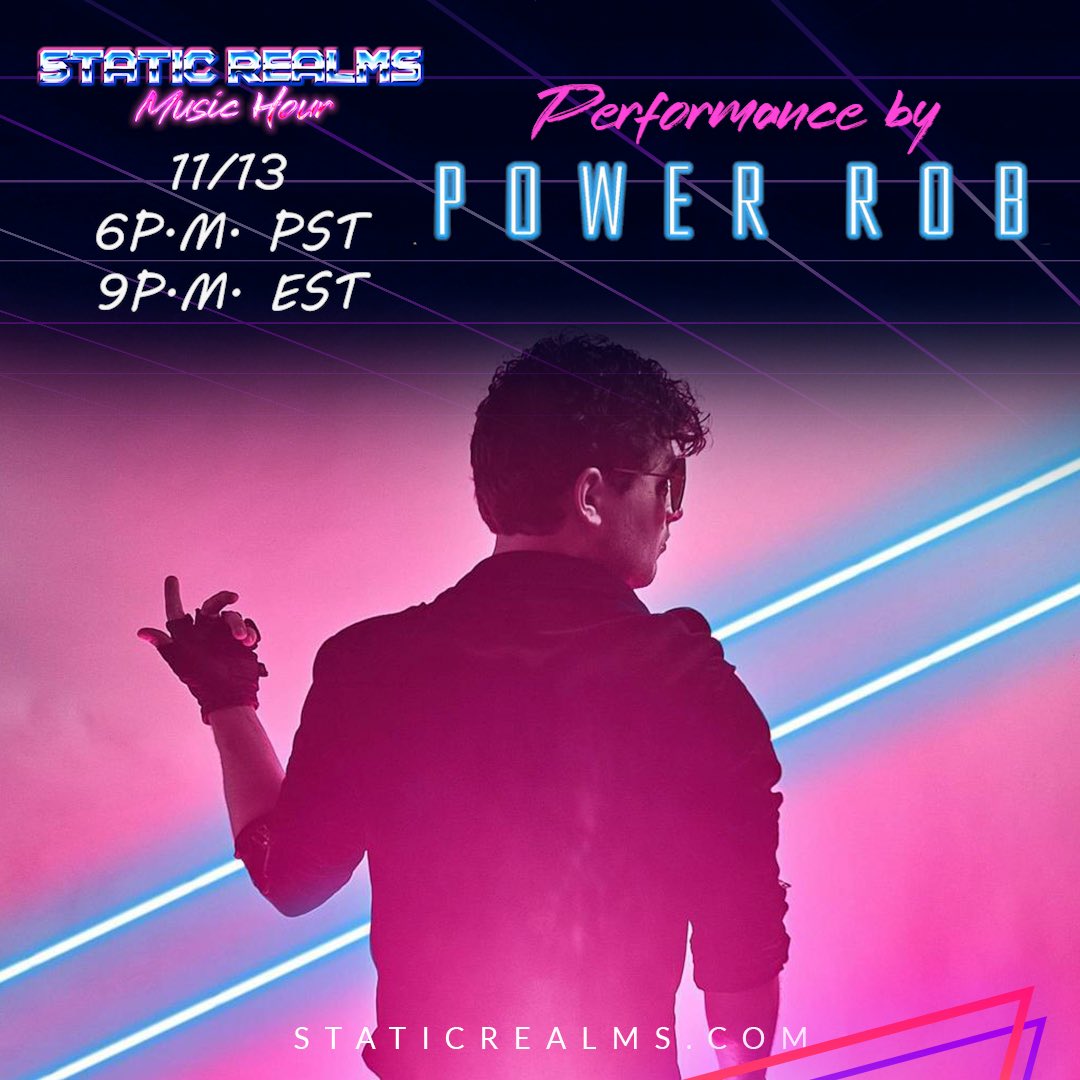 staticrealms's tweet photo. Catch a performance by @PowerRobMusic on our 10th show! This Friday, 11/13!
6pm PST/9pm EST
More info at https://t.co/rbz2zKgM3J
#musictelevision #synthwavetv #synthshow #synthwavers #synthwave #rock #performance https://t.co/awjQ7x0ZpY