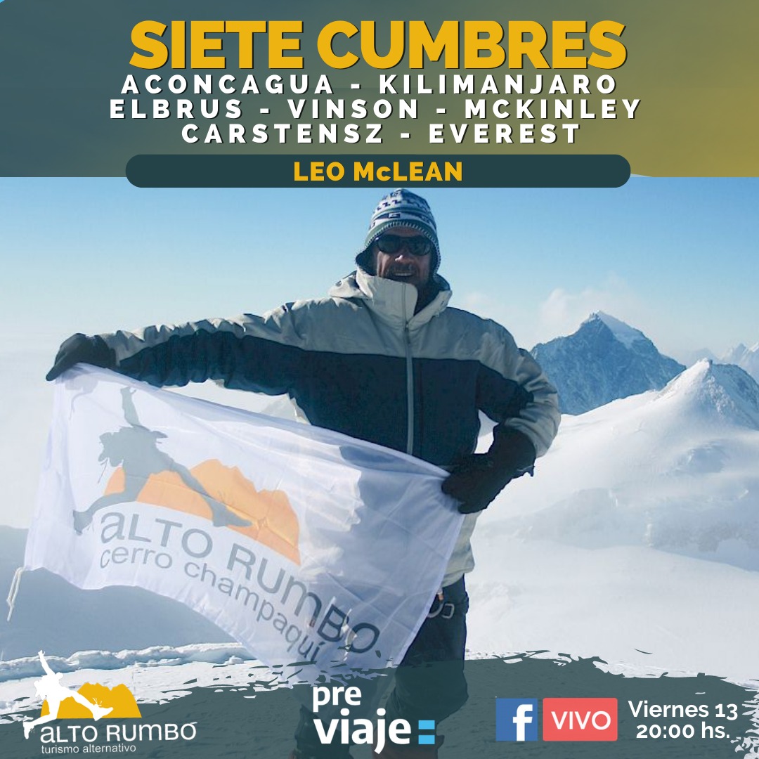 AltoRumbo's tweet photo. Viernes 20 hs en Nuestro Facebook viajaremos por todos los continentes entrevistando a Leo Mclean, el primer Latino Amateur en conseguir las Siete Cumbres. Presentaremos imágenes de cada una de las cumbres de los seis continentes, añadiendo, además la más alta de Norteamérica. https://t.co/cfkzn8OgDW