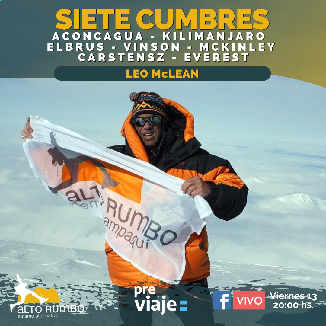 AltoRumbo's tweet photo. Viernes 20 hs en Nuestro Facebook viajaremos por todos los continentes entrevistando a Leo Mclean, el primer Latino Amateur en conseguir las Siete Cumbres. Presentaremos imágenes de cada una de las cumbres de los seis continentes, añadiendo, además la más alta de Norteamérica. https://t.co/cfkzn8OgDW