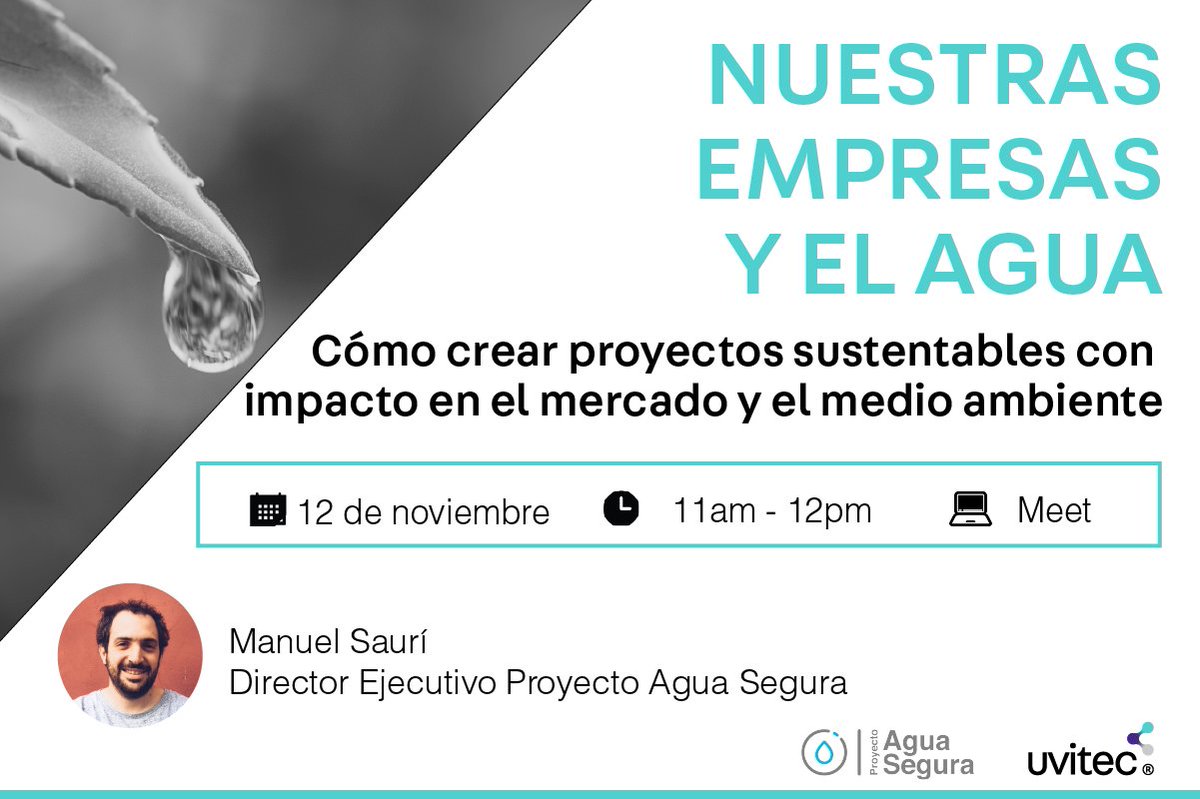 Junto a @AguaSeguraOK te invitamos a participar de un webinar en donde conversaremos sobre cómo desarrollar estrategias de negocios que cuiden los recursos naturales e impacten de manera positiva en tu empresa. 

👉🏻 Inscribite acá: bit.ly/2HSzqZ9