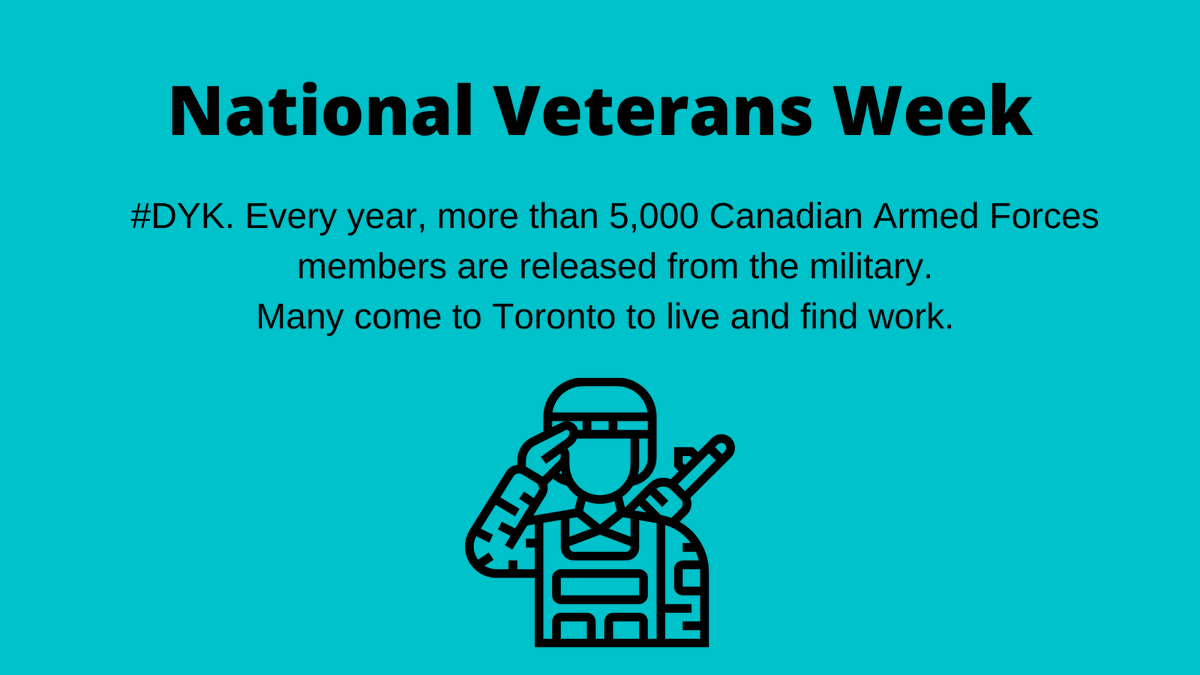 TOworkforce's tweet image. 1/3: Toronto Workforce Innovation Group supports Canada's heroes. #VeteransWeek