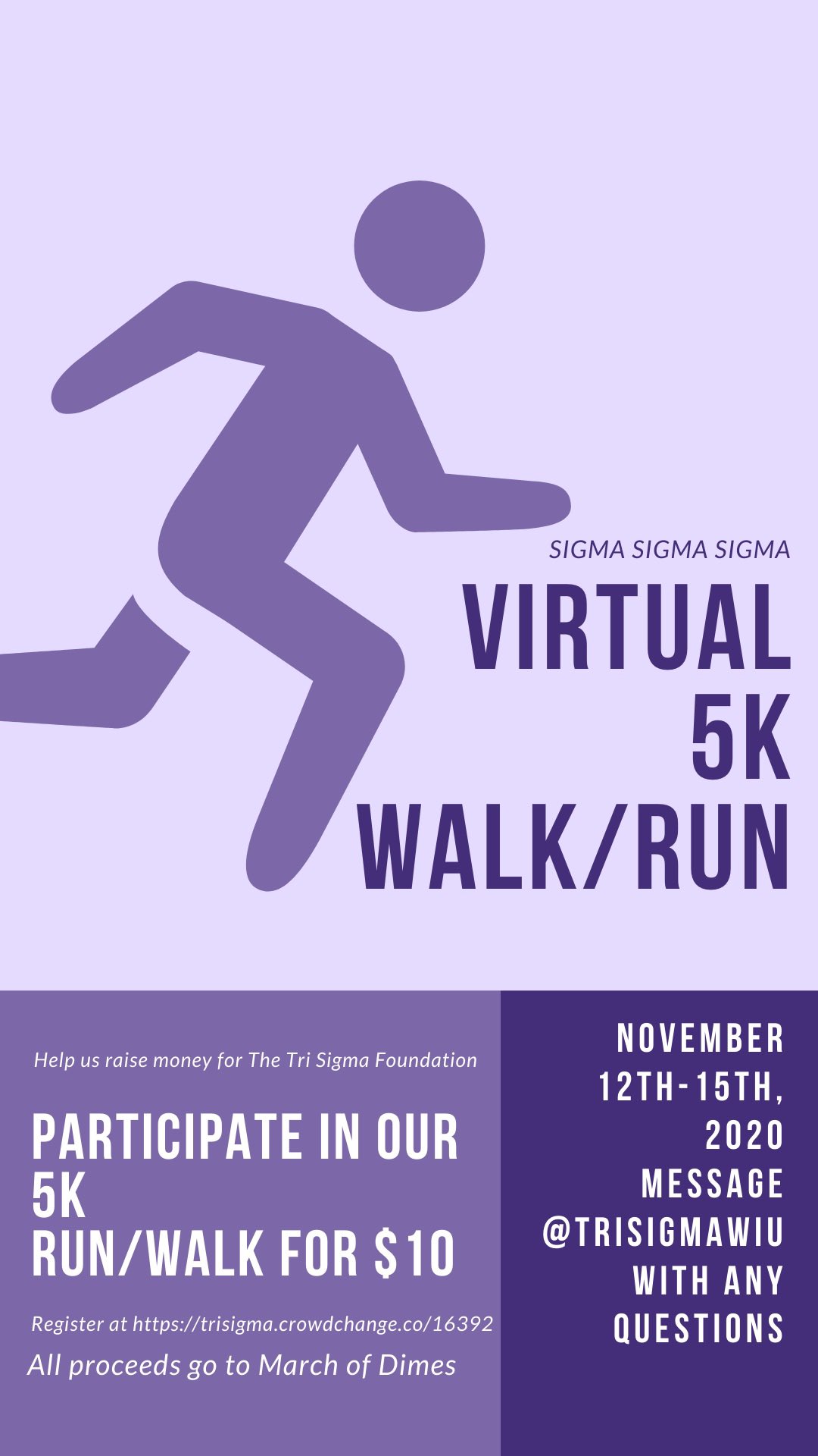 Sigma Sigma Sigma On Twitter Only Two More Days Until Our Virtual 5k Begins To Sign Up And Support The Tri Sigma Foundation Click The Link Dm Us With Any Questions