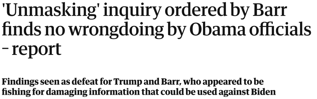 Is Bob Barr doing a coup via DOJ? Also no. This is the guy who didn't shutdown the Mueller investigation (despite having the power) and he's done these bogus 'inquiries' before ("Obamagate"). Nothing happened. https://www.theguardian.com/us-news/2020/oct/14/william-barr-investigation-obama-officials-russia https://twitter.com/CNN/status/1325982528432386048