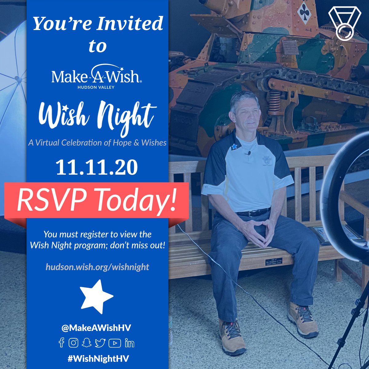 MakeAWishHV's tweet photo. On this Veteran's Day eve, we invite everyone to register for our #WishNightHV at https://t.co/0csRTt361J🌟⁠ 

The event will be hosted by @Arda and will highlight our 20-year partnership with @ArmyWP_Football and @WestPoint_USMA - you don't want to miss it! #VeteransDay #GoArmy https://t.co/XvyEACbl5K