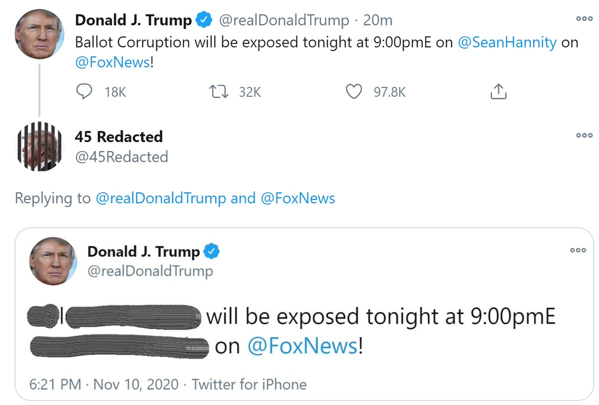 45Redacted's tweet image. #IMPOTUS #Pompeo #BidenWonDay #ImpeachedForLife #ToiletTrump #LaughingStock #MoscowMitch #StableGenius #Resign #Impeach #Corrupt #Contempt #BlueWave #Resist #Resistance #TheResistance #Indivisible #ImpeachTrump #FBR #Redacted #Politics #Humor #Funny #Satire #Parody #News