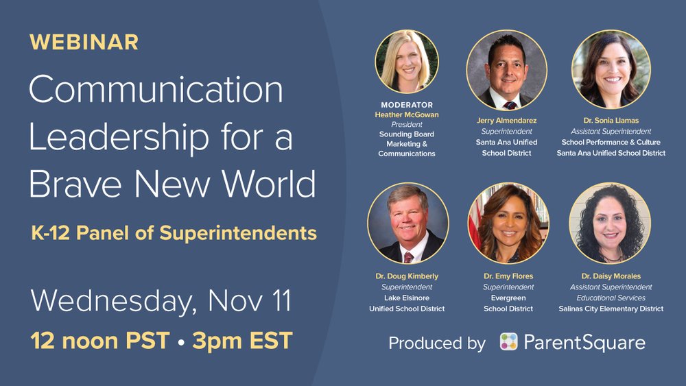 ParentSquare's tweet image. Happening tomorrow! 🖥️ Join us for a #superintendent panel webinar. We&apos;ll discuss questions like &quot;how have your leadership communication approaches shifted over the last 8 months?&quot; Register here: attendee.gotowebinar.com/register/54912… #k12 #prchat #education #edchat