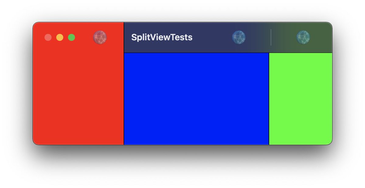 lars_gerckens's tweet photo. Hello Twitter. I’m trying to make the right (green) NSSplitViewItem a full height sidebar like the left (red one). Basically like Xcode 12 is doing it with the inspector panel. It just refuses to be full height. #BugSur #macOS, Ideas? 🤷‍♂️ https://t.co/HAejZwHtuJ