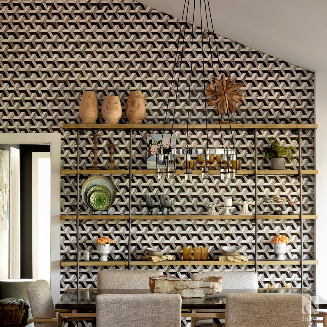 Daltile's tweet photo. Wanting to add an accent wall to your design? 🌟 We have an array of products that allow you to make a statement - take a look at this lively dining room wall from last night's new episode of HGTV's Bargain Mansions! https://t.co/cNIQ31JK5S

📷: Vivify™ in Midnight Dream https://t.co/NSuf4jw6Gh